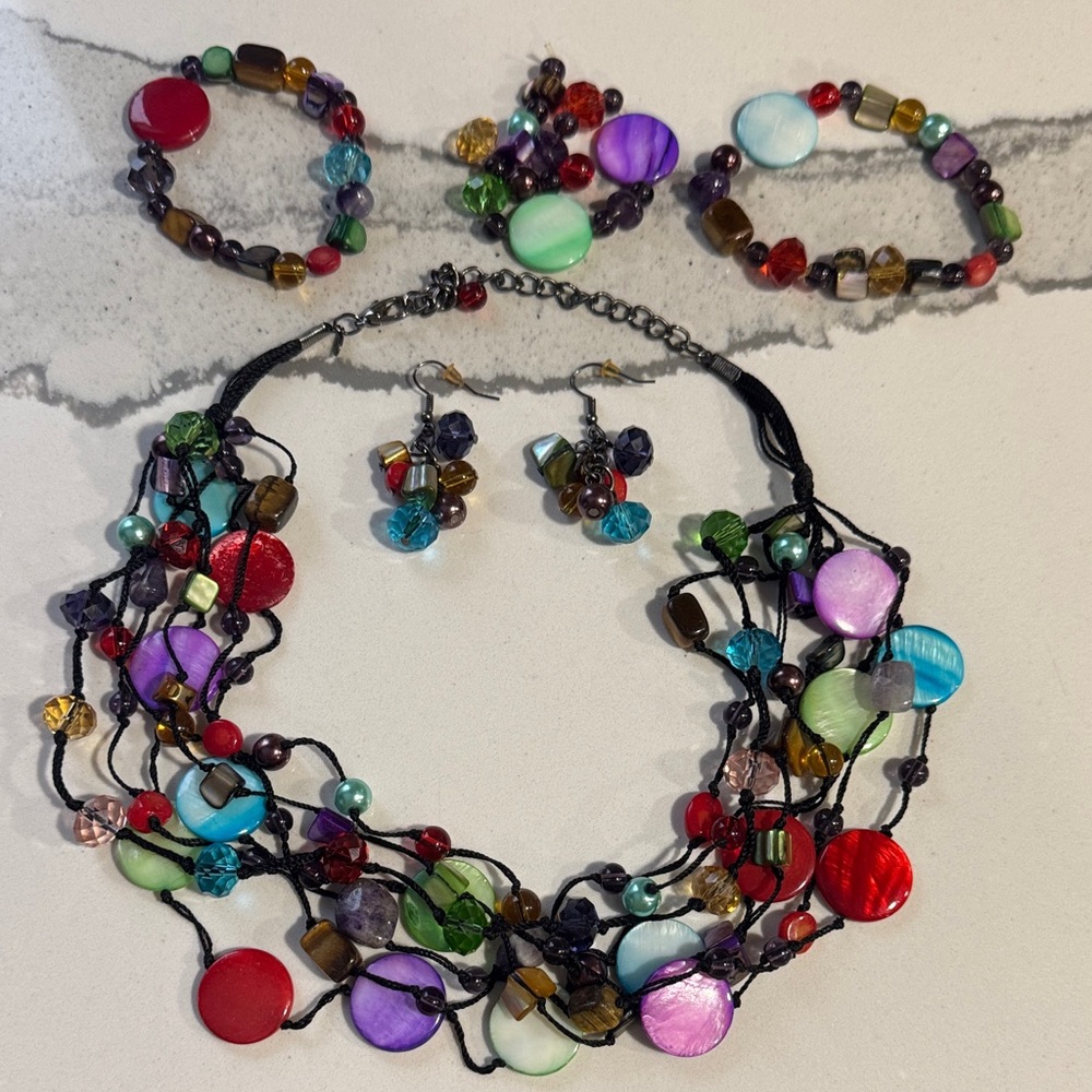 Premier Designs Spectrum Colorful Beaded Jewelry Set